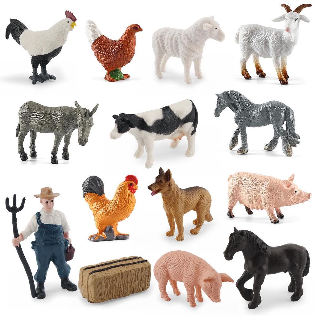 Cross-border Farm Animal Models: Children's Cognitive Toys - Chicken, Duck, Goose, Cow, Sheep, Pig, Horse, Donkey, Cat & Dog