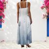 Women Plus Size Scoop Neck Strappy Sleeveless Printed A Line Maxi Dress
