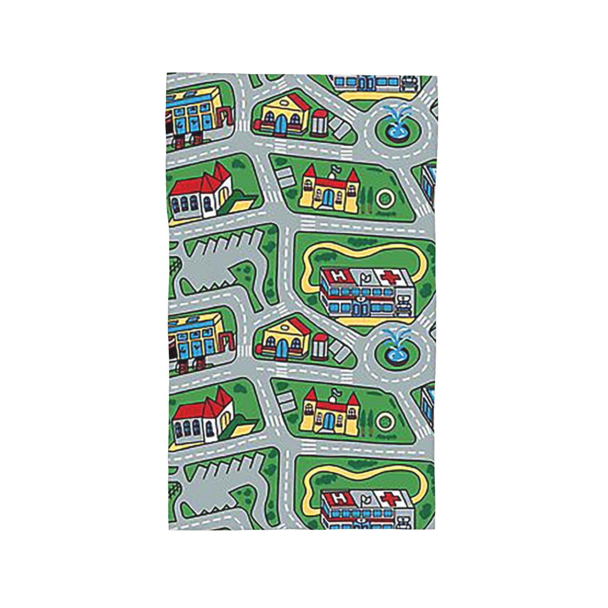 

Car City Carpet Road Rug 90s Nostalgic Toy Soft Face Towel Quick Dry Pool Bath Cotton Towels Absorbent W40*H60(CM)