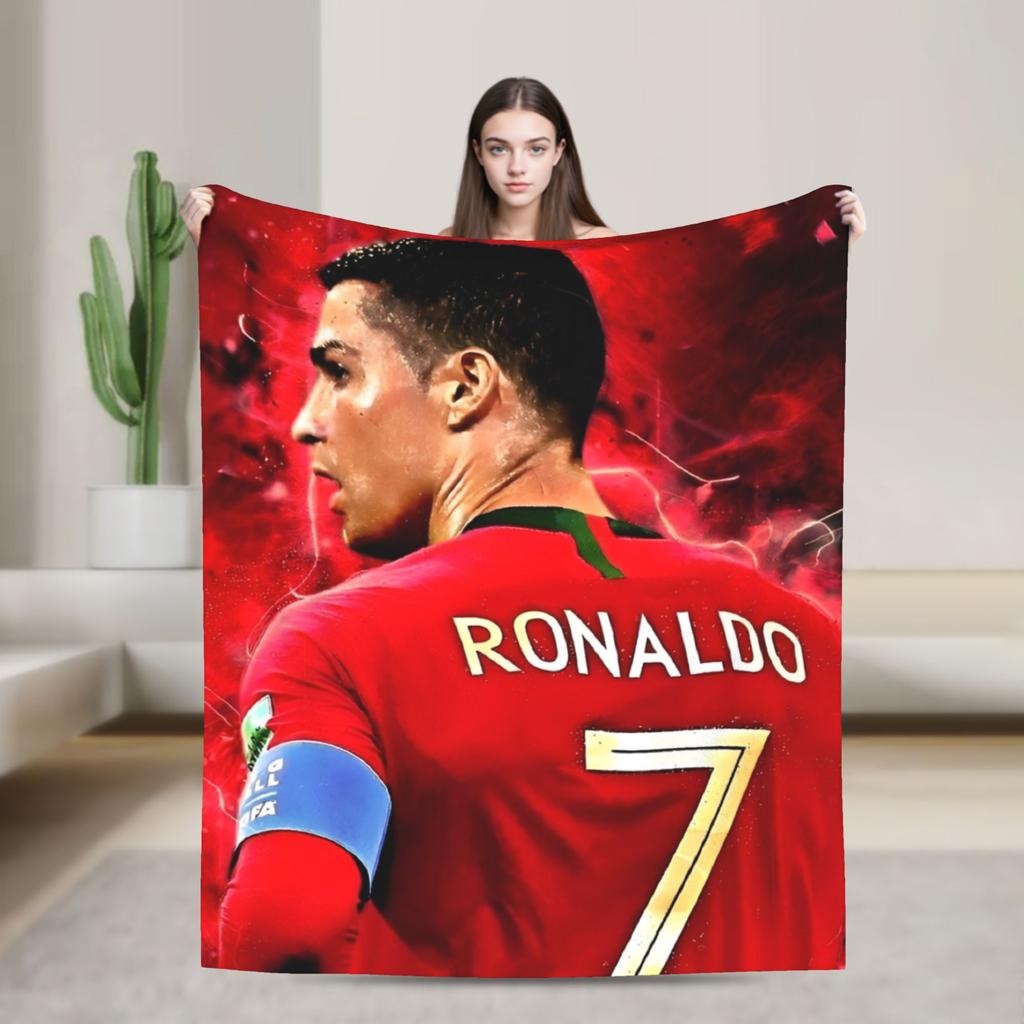 C Ronaldos Football Soccer Blankets  Flannel Funny Breathable Throw Blankets for Home  Winter