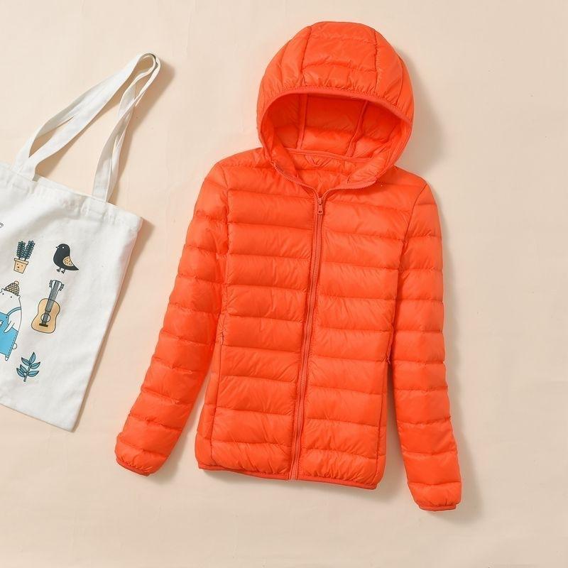 Double-layer fabric Lightweight women's hooded stand-up collar Winter duck down jacket Slim fit