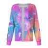 Women Long Sleeve  Print Pattern Pocket Working Stand-up Collar Single-breasted Protective Overalls Cardigan Jacket Top