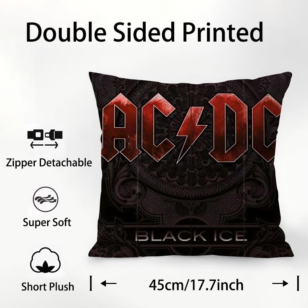 A-AC D-DC Back In Black Pillow Case Plush Fabric Soft Double Sided Print Sofa Cushion Cover Throw Pillow Covers