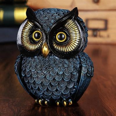 Crafts Resin Owl Statue Vintage Adorable Owl Sculpture Handcrafted Animal Figurine Foyer