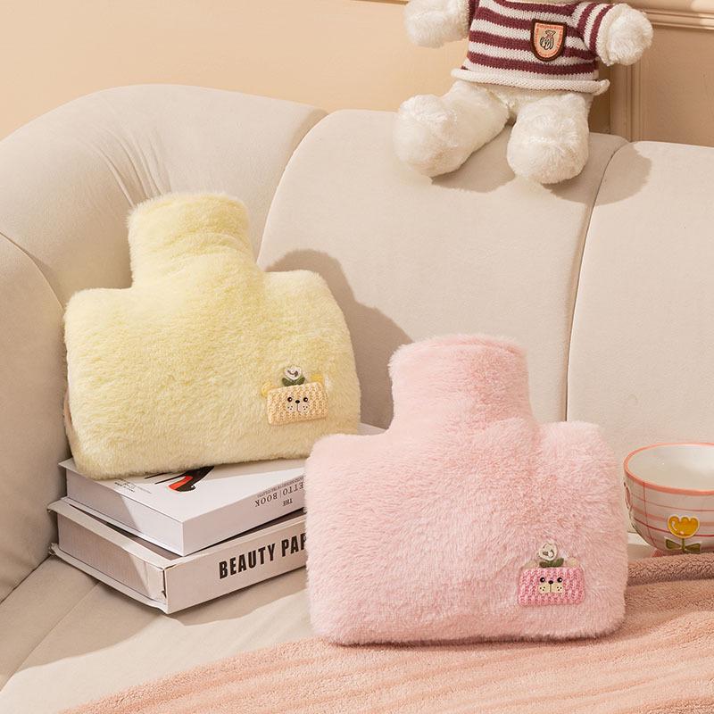 Dual Hand Insert PVC Hot Water Bottle with Removable Plush Cover – Explosion-Proof, Thickened, For Safe Warm Compress and Hand Warmer Use.