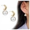 Earrings With Zircons And Pearls Hanging Stud