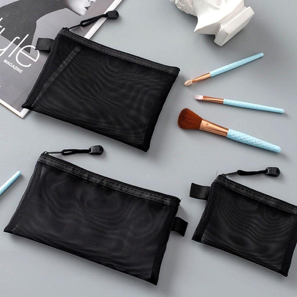 Transparent Mesh File Bag Nylon Pencil Case New Pen Bag  Office