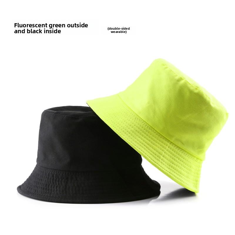 Female Spring and Autumn Personality Double-sided Light Plate Solid Color Bucket Hat Outdoor Sunscreen Sunshade Sun Hat Basin Hat