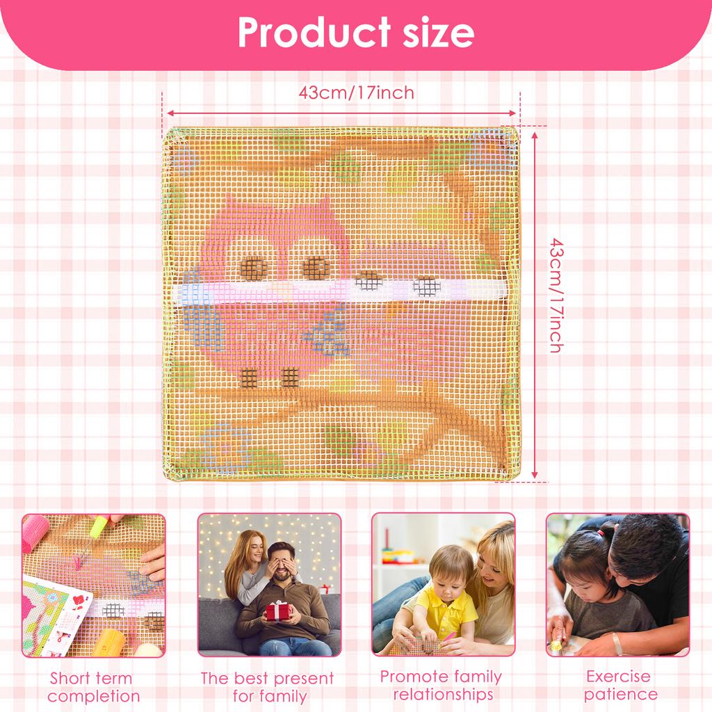 Knüpfkissen-Set für Erwachsene 17 Zoll DIY Knüpfkissenbezug-Sets mit Häkelgarn Handarbeit Kissenbezug Nadelarbeit