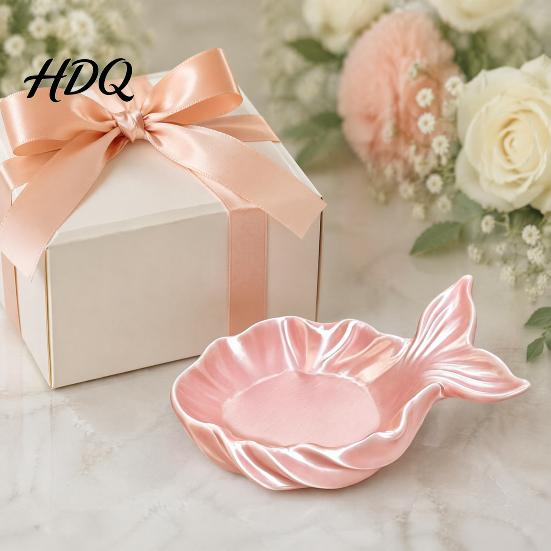 Girlish Room Accessories Fishtail Jewelry Storage Tray Large Capacity Groove Design Pearlescent Makeup Tray 3D Printing Desktop Ornament for Rings