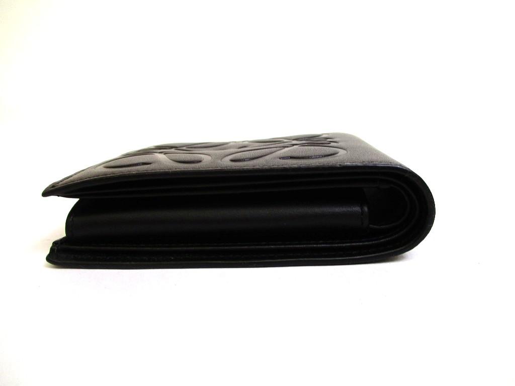 Authentic LOEWE Anagram Black Leather Bifold Wallet Compact Wallet #b250  Open Box
