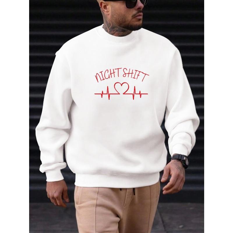 Men's Night Shift Graphic Sweatshirt - Bright Yellow Work Pullover For Nurses And Doctors.