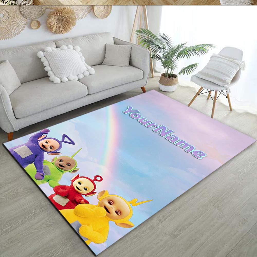 Teletubbies Customizable Name Floor Mat Design for Outdoor Game Room Study Room Kitchen Anti-slip Rug Anime Office Decor Birthday/Christmas Gift