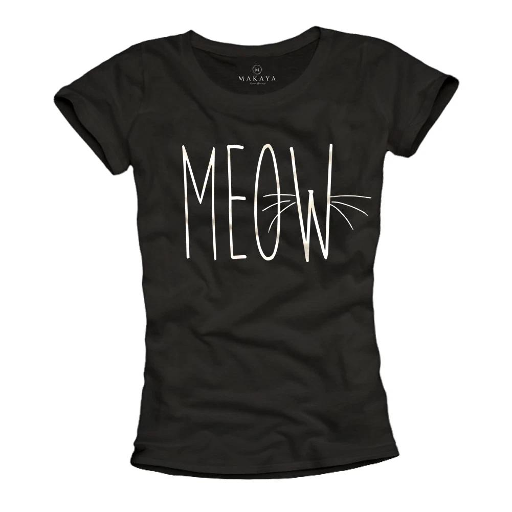 FUNNY CAT WOMENS T shirt WITH MEOW SLOGAN - TOP SEXY KITTY GIRL TEE BLACK 3XL