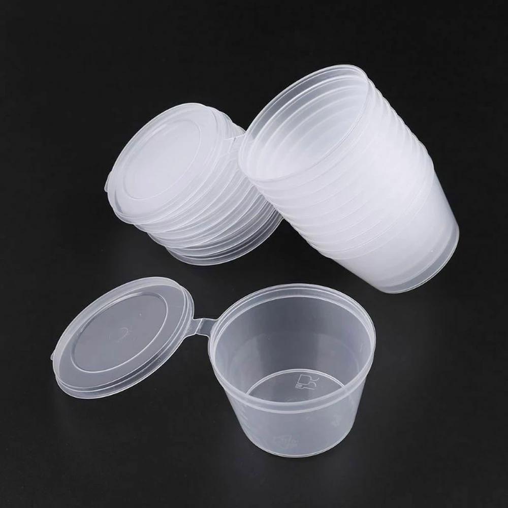 50-100Pcs Clear Plastic Sauce Jars with Lids Small Sauce Cup Disposable Food Containers Sauce Pots for Kitchen Food Storage