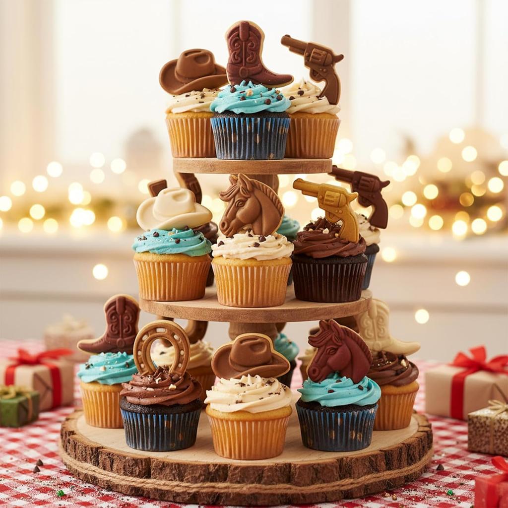 Cowboy Silicone Candy Molds Shimmeroo 3D Western Themed Chocolate Molds Silicone with Cowboy Horse Boots Hat Saddle Shapes for DIY Baking Cupcake