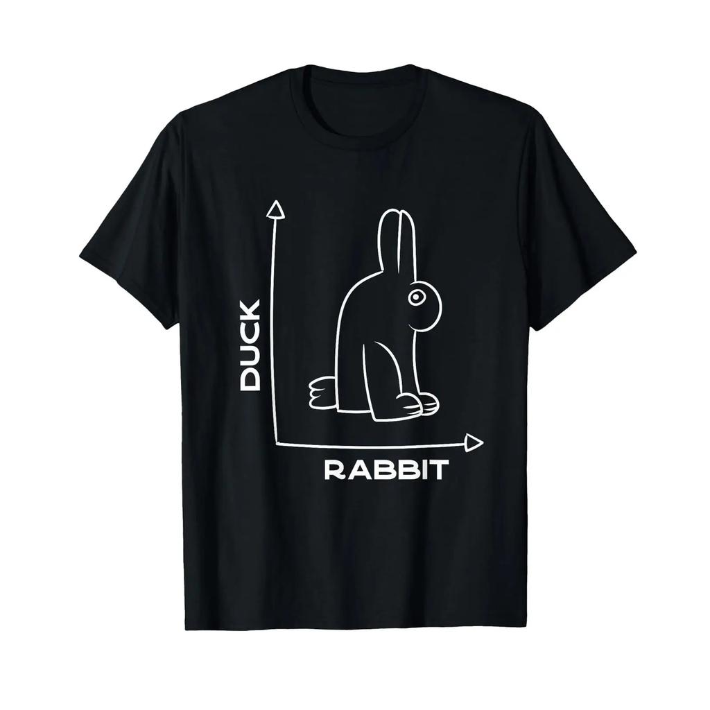 Ente Kaninchen Lustiger Witz Hase Optische Täuschung Wortspiel T-Shirt Vintage Unisex Weich Atmungsaktiv Mode