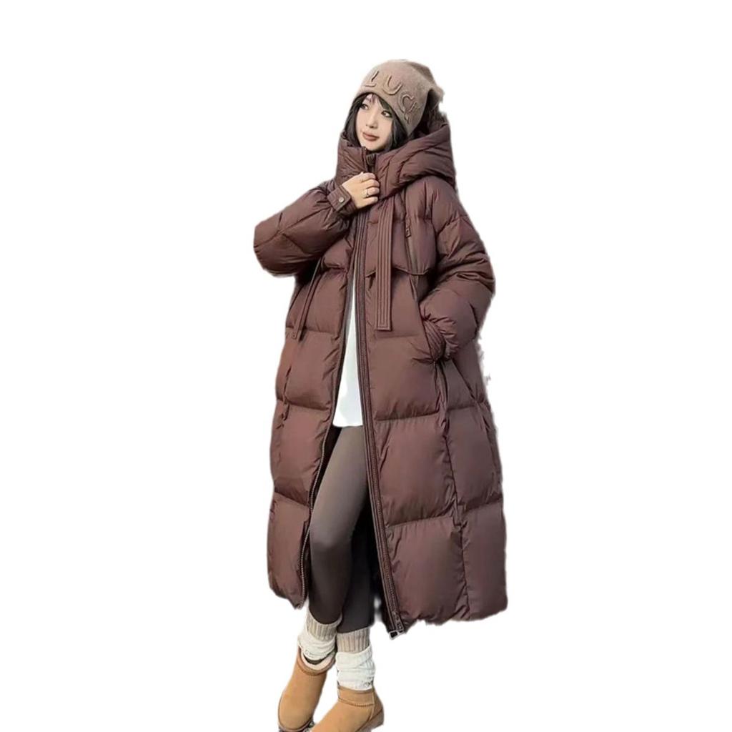 Thickened down cotton jacket women's long knee-length Korean version loose cotton jacket bread jacket winter new padded jacket jacket