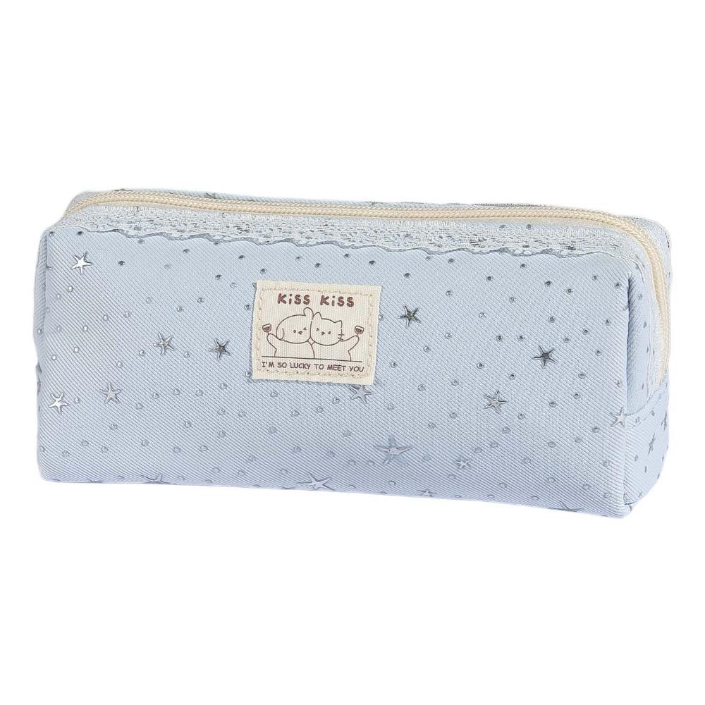 

Pencil Pouch Y2k Dots Pencil Case Cute Dog Cat Friend Cloth Stationery Bag Stationery Holder Blue 21.5cm