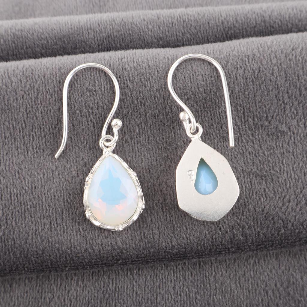 Milky Opal Handmade Latest Design Jewelry Earrings, 925 Sterling Silver Gemstone Earrings, Gift For Mother