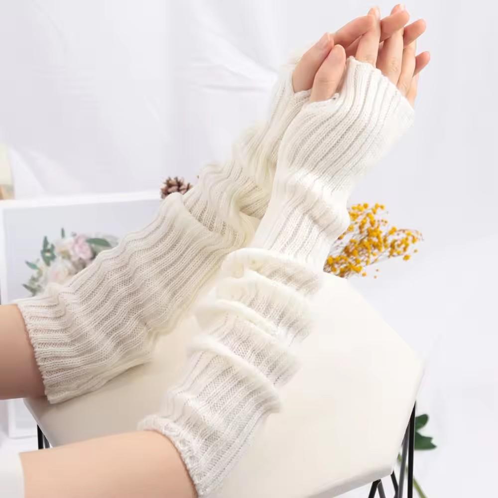 Winter Koreanischer Stil Gestrickte Warme Handschuhe für Damen Punk Gothic Fingerlose Ärmel Armstulpen Weiche Harajuku Mädchen Accessoires