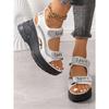 Grote Maat Dames Sandalen Zomer Ronde Neus Muffin Dikke Zool Strass
