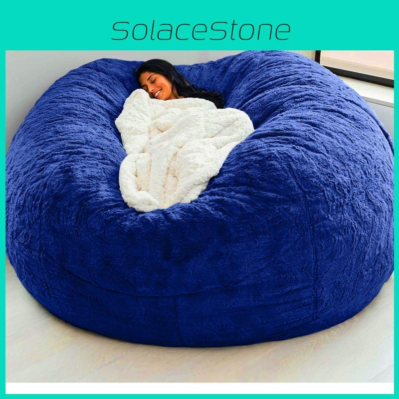 Color Large Solid Soft Plush Portable Living Room Lazy Sofa Cover Bean Cover Bag
