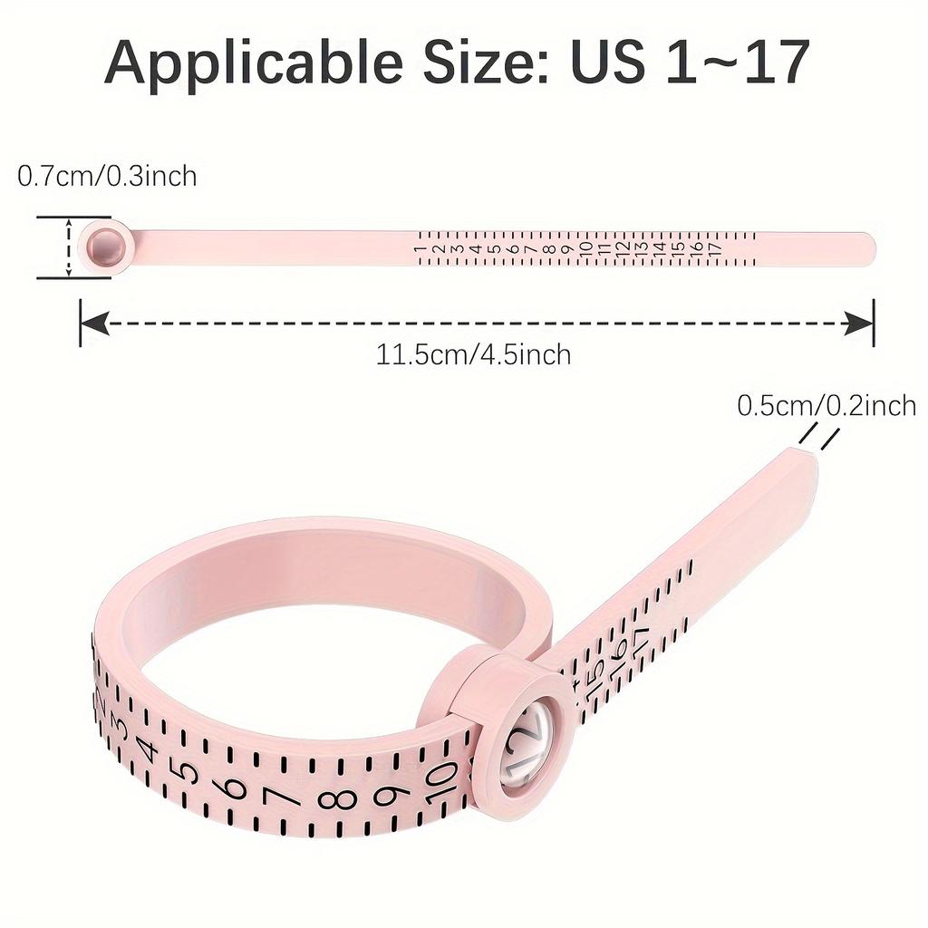 Professional Ring Size Measurement 1-17 Ring Dimender American Measuring Tool with Magnifying Glass Ring Measuring Soft Ruler
