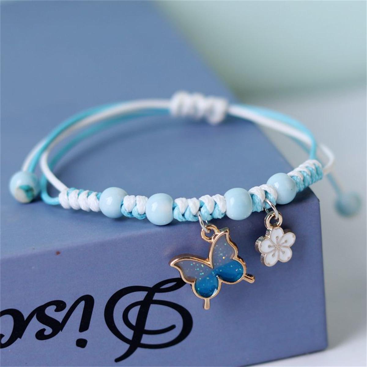 Korean Cartoon Cute Rabbit Flower Bells Pendant Bracelets For Women Girls Simple Geometric Animal Bracelet Friendship Jewelry