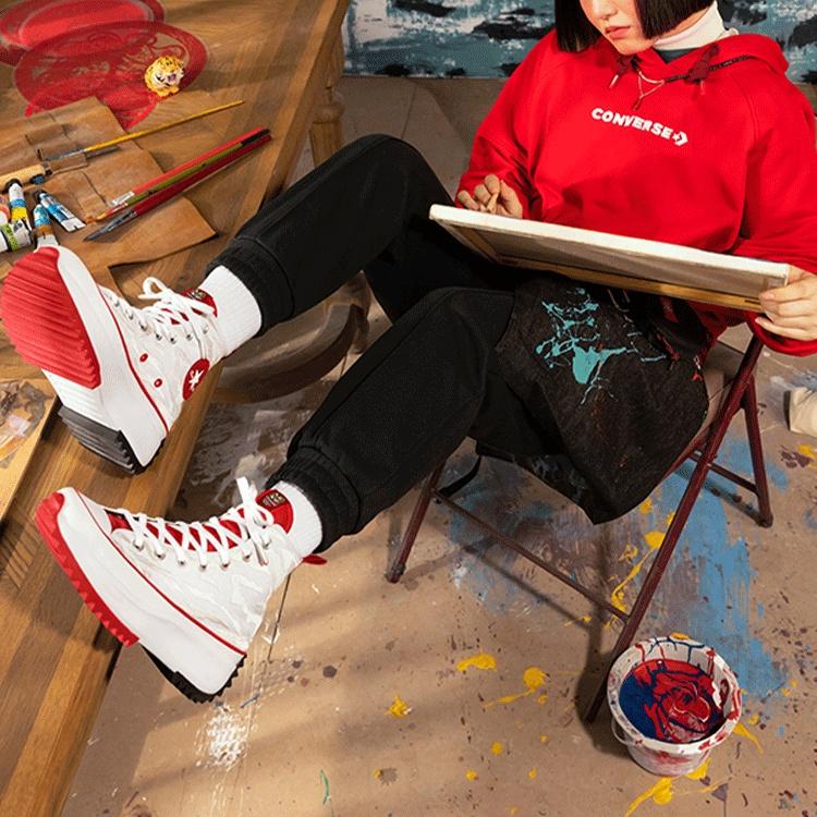 (WMNS) Converse New Year Series Tiger Stripes Hoodie Red Women's 10024158-A01