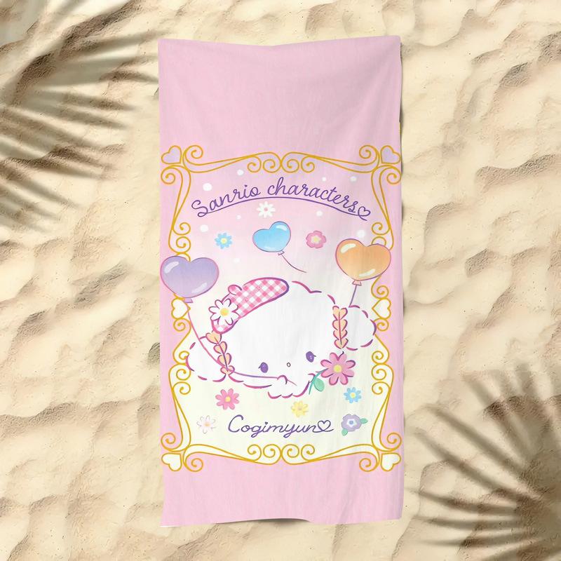 Cute Cartoon Kitten Printed Microfiber Beach Towel Quick Dry Soft Bath Towel For Kids Seaside Swimming
