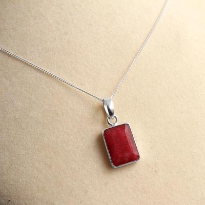 Kashmir Ruby Handmade Pendant With Chain 925 Sterling Silver Women Jewelry