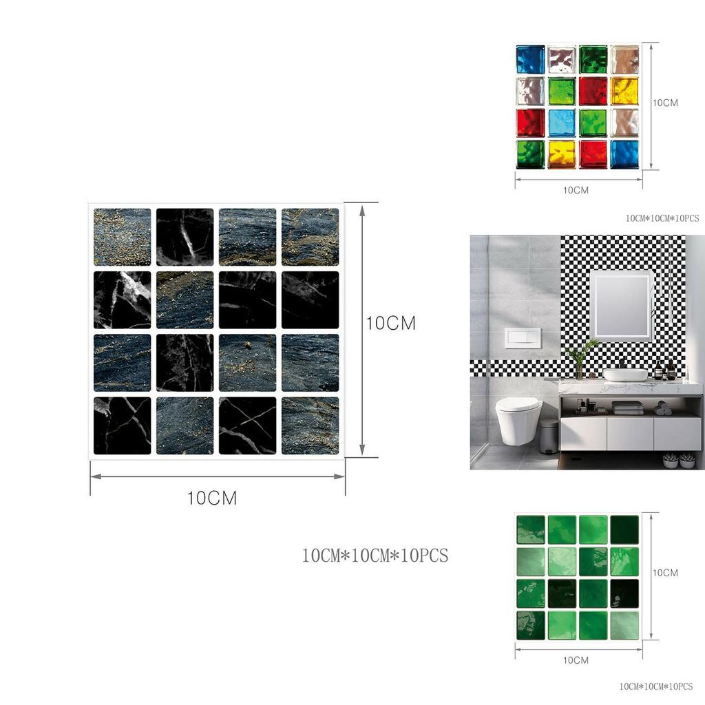 Luxurious Bathroom Mosaic Tile Stickers Set Of 10 For Effortless Wall Decoration
