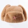 Warm Winter Military Style Earflap Hat Men Women With Embroidered Soviet Emblem Faux Fur Lined Outdoor Cap