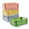 Pastel Plastic Folding Baskets Cute Colorful Organizing Crates for Desktop Drawer Shelf Storage Boxes