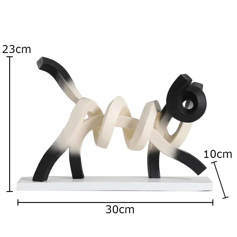 Modern Twisted Line Cat Sculpture Ornaments Desk Decoration Modern Crafts Abstract Animal Cat Resin Statue Room Aesthetics Decor