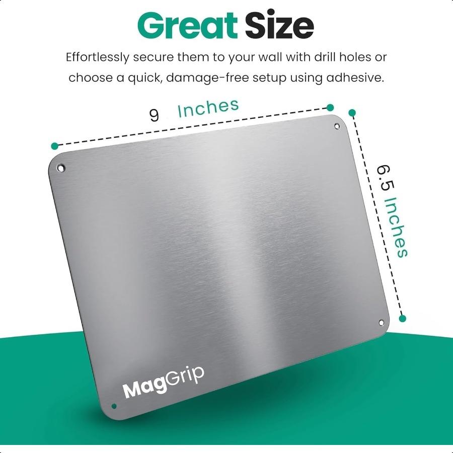

Пластина из нержавеющей стали 9 дюймов x 6,5 дюймов для магнитов, клейкая основа 3M, монтажные винты, идеально подходит для магнитной полки, держателей для специй United States