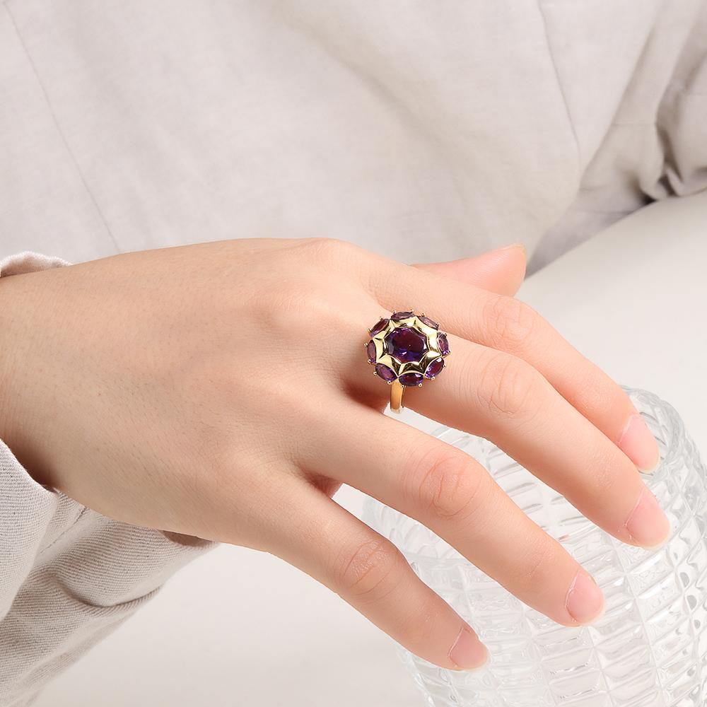 Natural Gemstone South African Amethyst Ring Women's Fashion 925 Sterling Silver Light Luxury Jewelry Anniversary Party