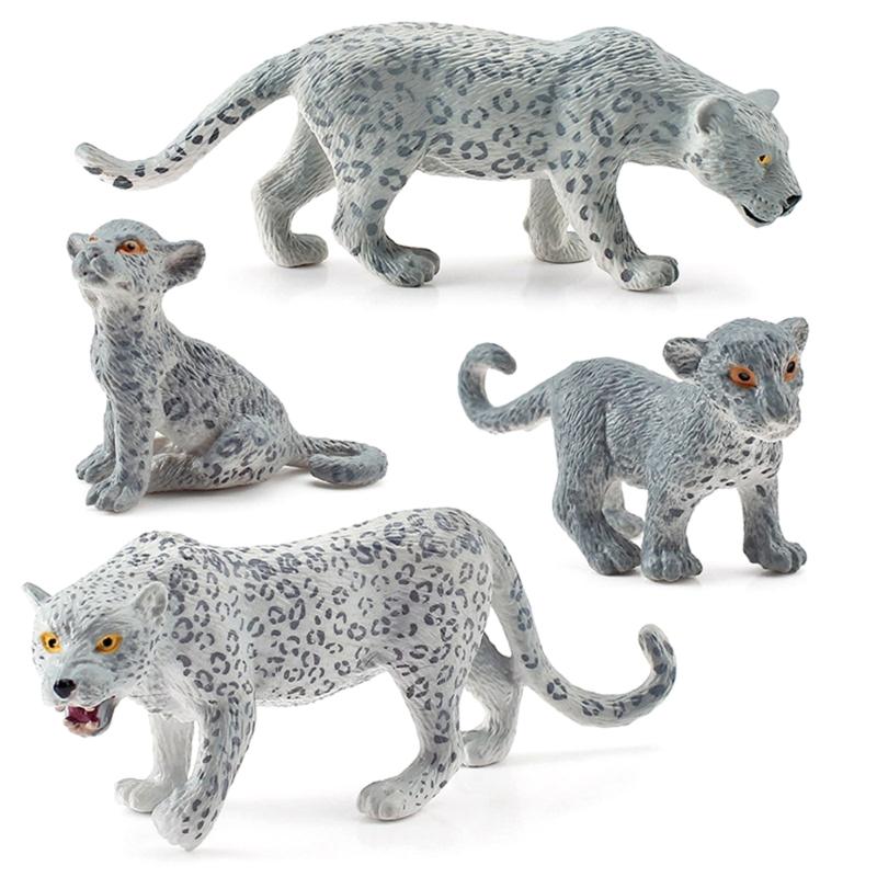 Highly Detailed Snow Leopard Statue PVC Wildlife Animal Miniature Figurine Decoration For Desk And Shelf Decoration