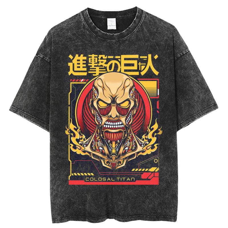 Attack on Titan Levi Ackerman Printed Tshirt Mens and Womens Washed Tshirt High Quality Vintage Cotton Tshirt Harajuku Tops