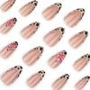 Press on Nail Short Almond Acrylic Autumn Winter Leopard Floral Designs Nail Stick on Nail For Fashion Women And Parties
