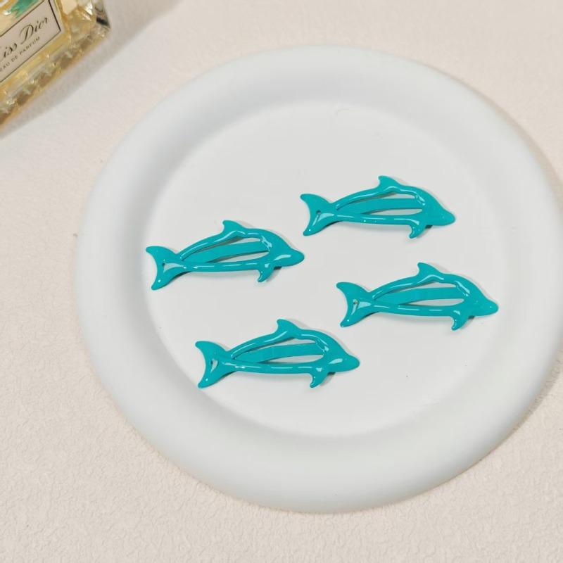 4PCS Blue Little Dolphin Cute Baby Hairpin Summer Beach Sea Daughter Y2k Hot Girl Children Bangs Hairpin