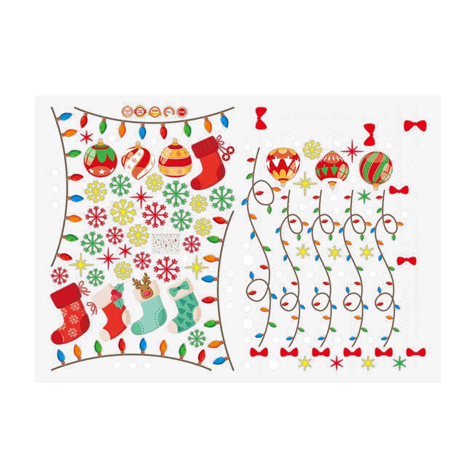 

Рождественские наклейки на окно, статические двухсторонние съемные наклейки на окна для дома, детской комнаты, рождественские наклейки One Size