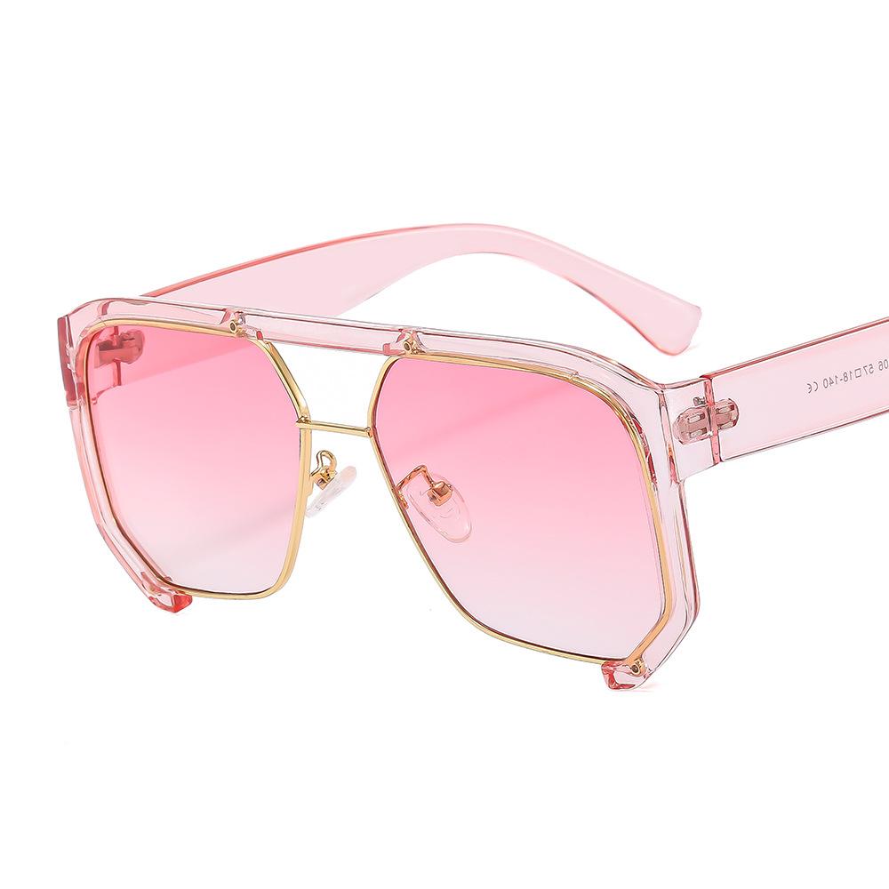 New Arrivals 2024 Unisex Square Frame Tinted Carbon Fiber Custom Bulk Female Oversize Women Vintage Double Bridge Sunglasses