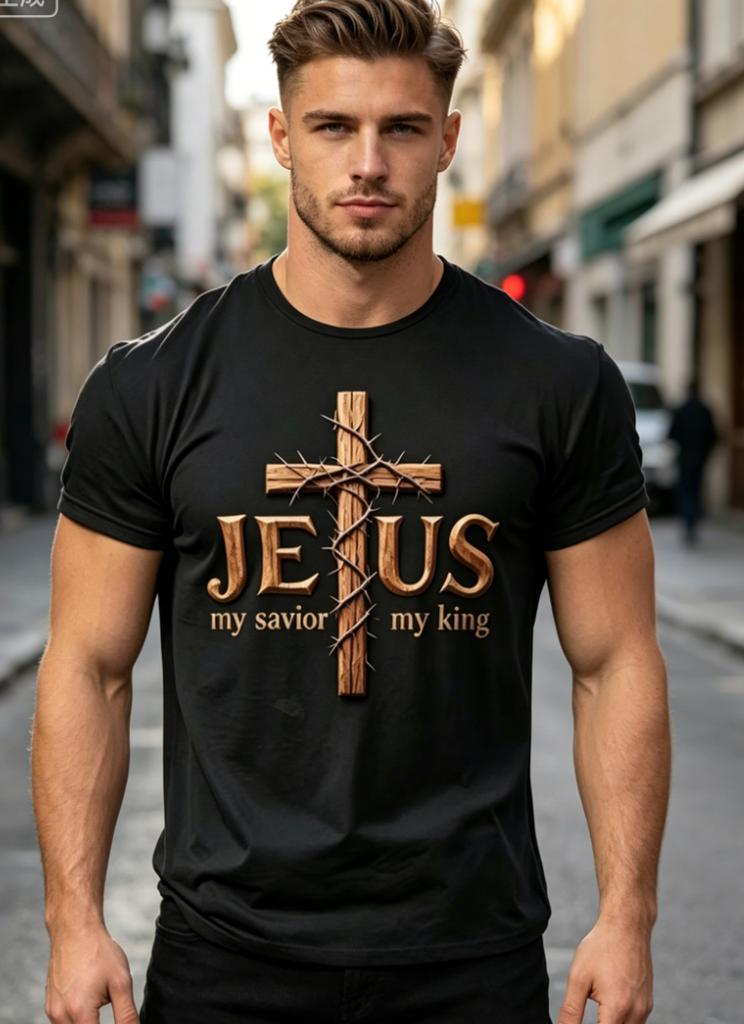 Unisexs Casual Short Sleeve Tshirt Comfortable Breathable Christian Faith Cross And Letter Print Summer Fashion Outdoor Top