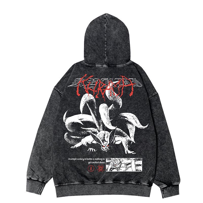 Naruto Vintage Oversized Hooded Jacket - Japanese Anime Style (Autumn/Winter)