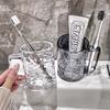 2026 Modern Minimalist Plastic Tumbler 400-500ml Transparent Ice Texture Toothbrush Cup Home Bathroom Decor