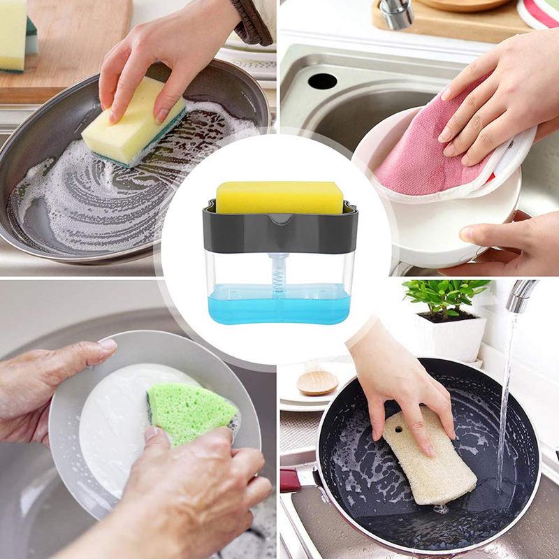 New Automatic Soap Dispenser Bottle for Liquid Soap Kitchen Sponge Soap Dispenser Ditchen Sponge Dispenser Manual