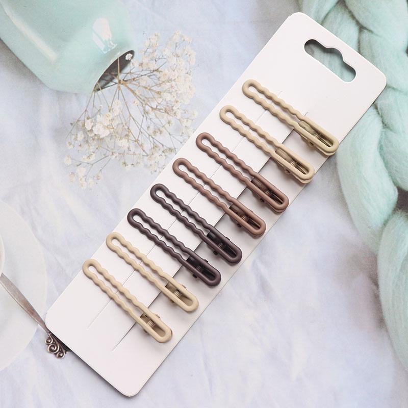 8Pcs/Set Women Girs Vintage Frosted Geometry Hairpins Adult Lovely Alloy Ornamentr Hair Clips Female Fashion Hair Accessories