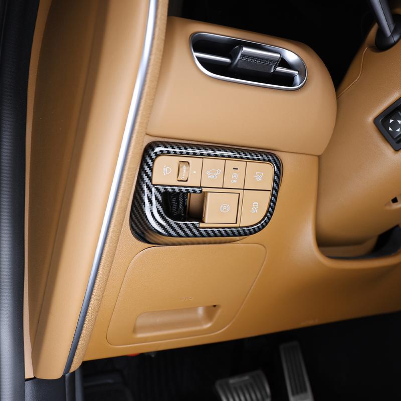 For Hyundai Palisade LX3 2026 LHD Carbon Fiber Headlight Adjust Button Protective Cover Interior Decor Auto Styling Accessories
